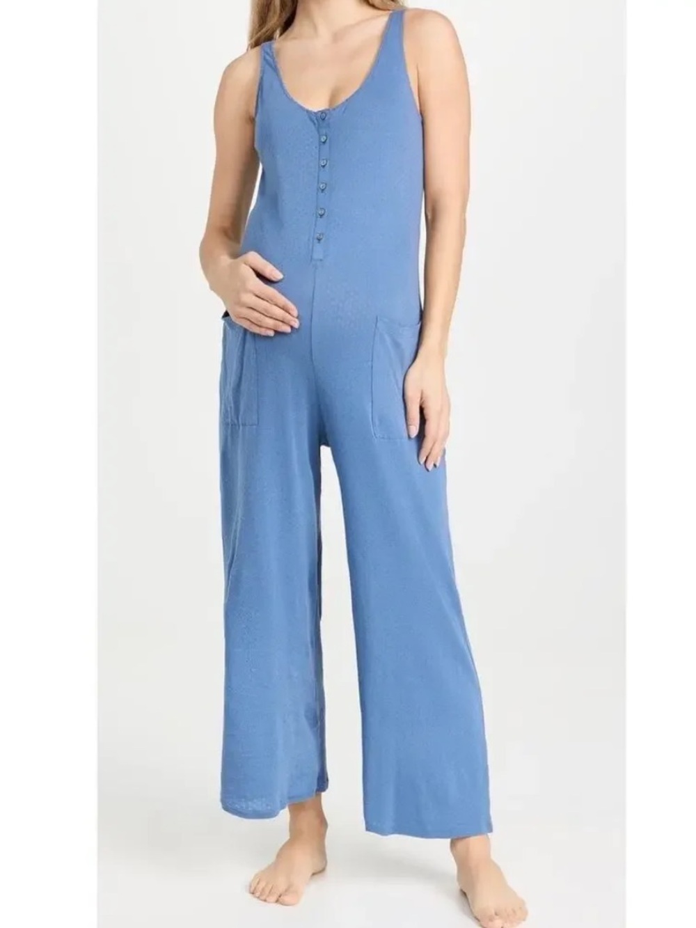 HATCH Collection 24/7 Feeding Jumpsuit Blue Maternity Casual Athleisure Women XS